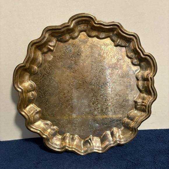 Eales 1779 Vintage Silverplate 11.5" Ornate Filigree Scalloped Edge Serving Tray - Picture 1 of 6